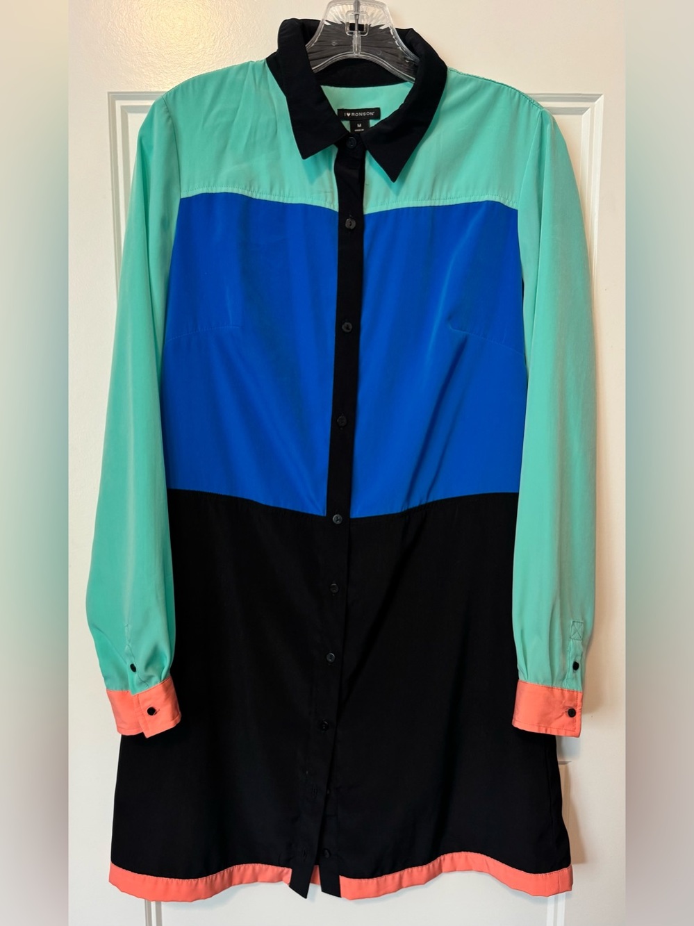 I ❤️ Ronson Colorblock Button Front Tunic Dress M - Picture 2 of 7